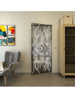 Pendeltür - Fineprint Model 039 Weiss auf Grauglas