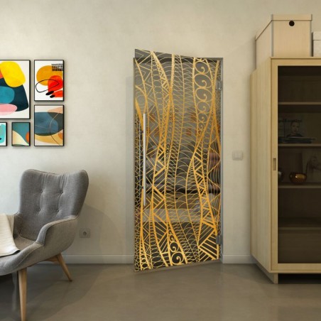 Pendeltür - Fineprint Model 040 Gold auf Grauglas