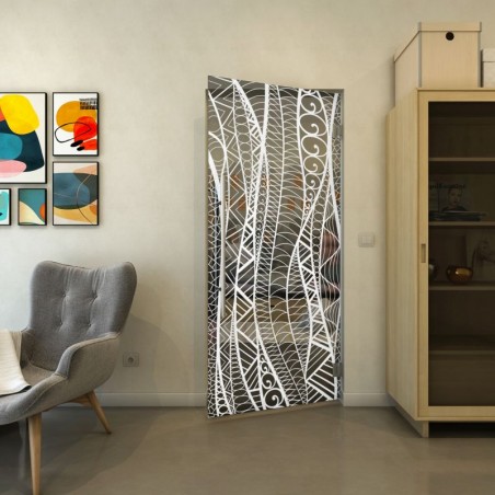 Pendeltür - Fineprint Model 040 Weiss auf Grauglas