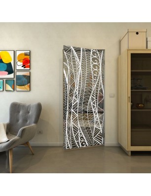 Pendeltür - Fineprint Model 040 Weiss auf Grauglas