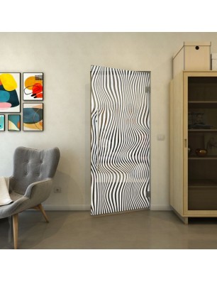 Pendeltür - Fineprint Model 041 Weiss auf Grauglas