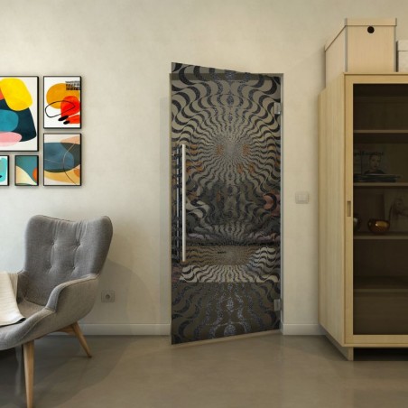 Pendeltür - Fineprint Model 042 Schwarz auf Grauglas