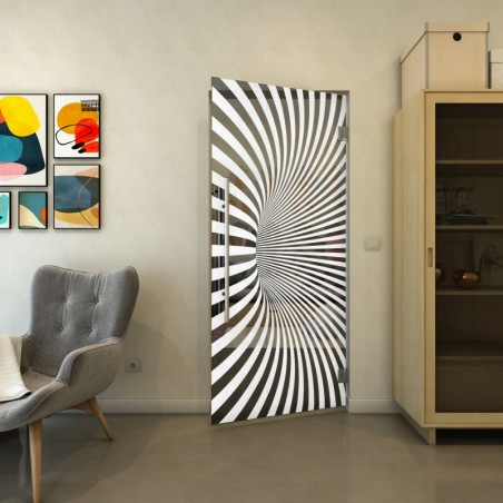 Pendeltür - Fineprint Model 043 Weiss auf Grauglas