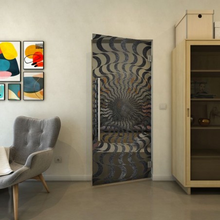 Pendeltür - Fineprint Model 044 Schwarz auf Grauglas