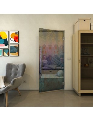 Pendeltür - Fineprint Model 045 Verlauf auf Grauglas