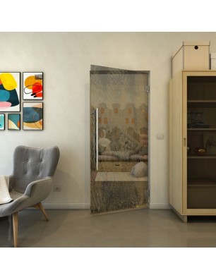 Pendeltür - Fineprint Model 045 Gold auf Grauglas