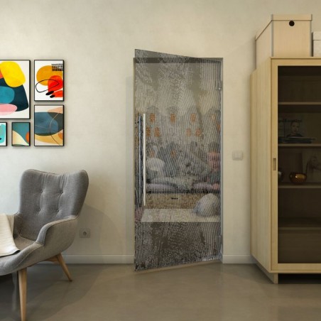 Pendeltür - Fineprint Model 045 Weiss auf Grauglas