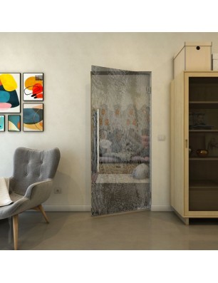 Pendeltür - Fineprint Model 045 Weiss auf Grauglas