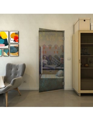 Pendeltür - Fineprint Model 047 Verlauf auf Grauglas