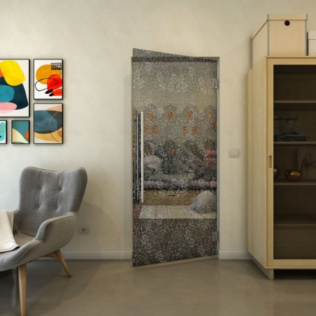 Pendeltür - Fineprint Model 047 Weiss auf Grauglas