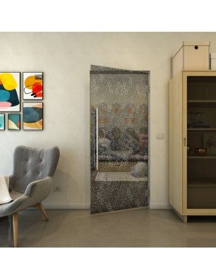 Pendeltür - Fineprint Model 047 Weiss auf Grauglas