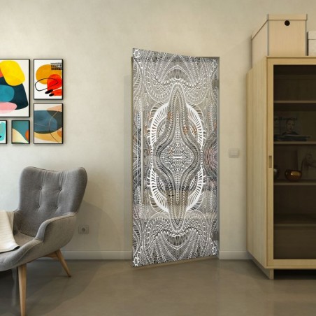 Pendeltür - Fineprint Model 048 Weiss auf Grauglas