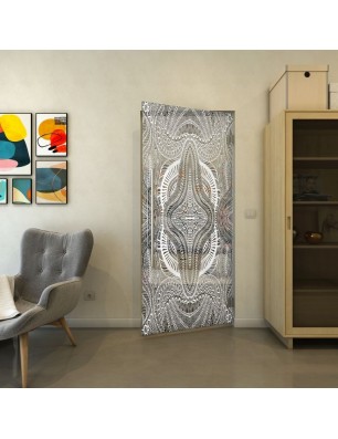 Pendeltür - Fineprint Model 048 Weiss auf Grauglas