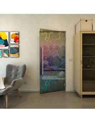 Pendeltür - Fineprint Model 049 Verlauf auf Grauglas