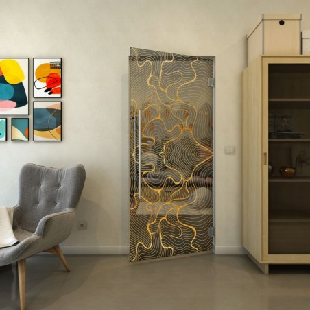Pendeltür - Fineprint Model 049 Gold auf Grauglas