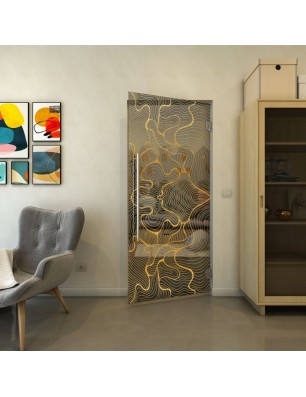 Pendeltür - Fineprint Model 049 Gold auf Grauglas