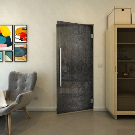 Pendeltür - Fineprint Model 050 Schwarz auf Grauglas