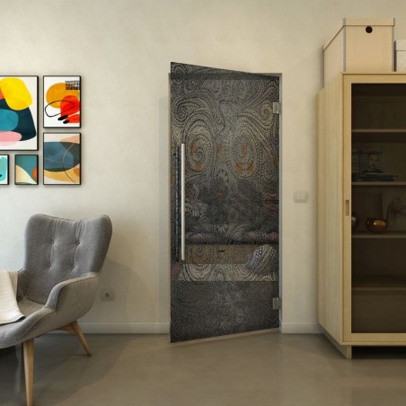 Pendeltür - Fineprint Model 051 Schwarz auf Grauglas