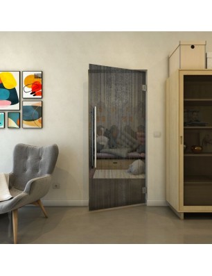 Pendeltür - Fineprint Model 052 Schwarz auf Grauglas