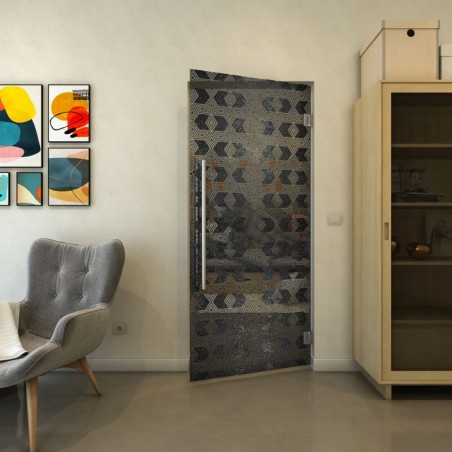 Pendeltür - Fineprint Model 053 Schwarz auf Grauglas