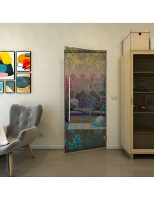 Pendeltür - Fineprint Model 054 Verlauf auf Grauglas