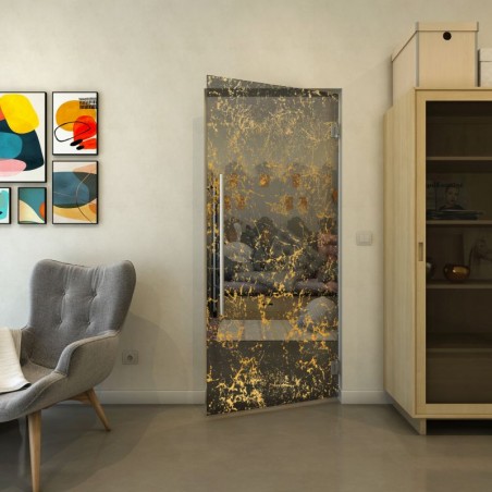 Pendeltür - Fineprint Model 054 Gold auf Grauglas
