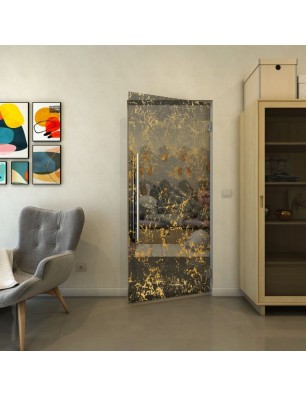 Pendeltür - Fineprint Model 054 Gold auf Grauglas