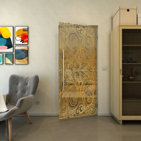 Pendeltür - Fineprint Model 055 Gold auf Grauglas