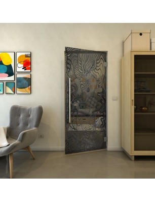 Pendeltür - Fineprint Model 056 Schwarz auf Grauglas