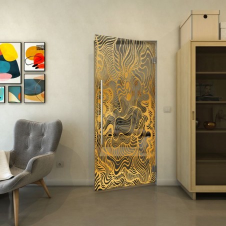 Pendeltür - Fineprint Model 056 Gold auf Grauglas