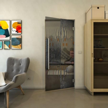 Pendeltür - Fineprint Model 059 Schwarz auf Grauglas