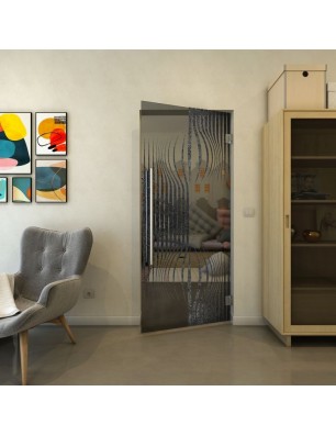 Pendeltür - Fineprint Model 059 Schwarz auf Grauglas