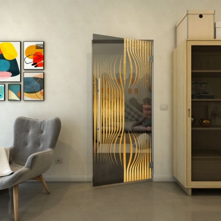 Pendeltür - Fineprint Model 059 Gold auf Grauglas