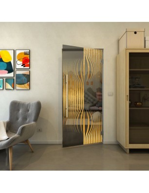 Pendeltür - Fineprint Model 059 Gold auf Grauglas