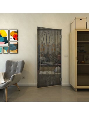 Pendeltür - Fineprint Model 060 Schwarz auf Grauglas