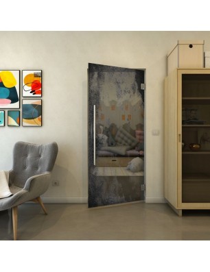 Pendeltür - Fineprint Model 061 Schwarz auf Grauglas