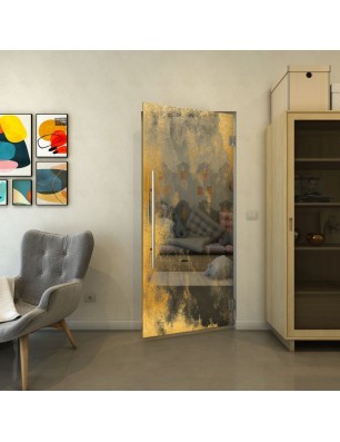Pendeltür - Fineprint Model 061 Gold auf Grauglas