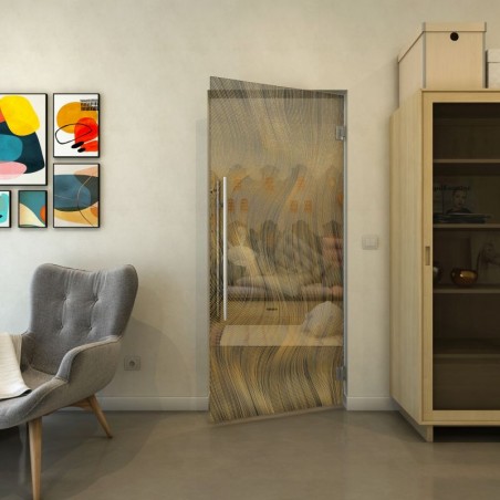 Pendeltür - Fineprint Model 062 Gold auf Grauglas