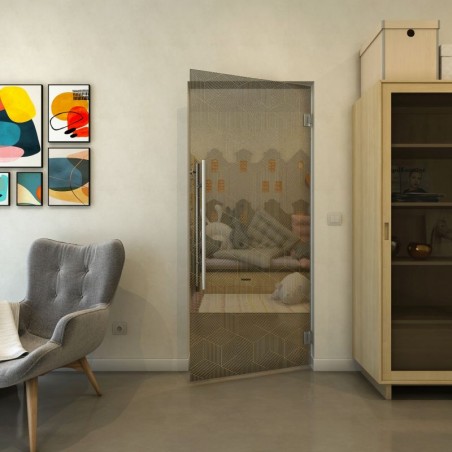 Pendeltür - Fineprint Model 063 Gold auf Grauglas