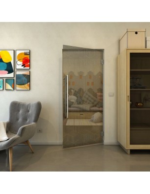 Pendeltür - Fineprint Model 063 Gold auf Grauglas