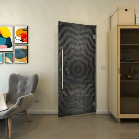 Pendeltür - Fineprint Model 064 Schwarz auf Grauglas