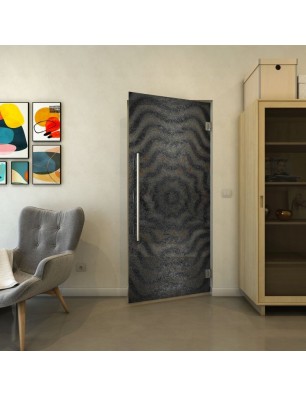 Pendeltür - Fineprint Model 064 Schwarz auf Grauglas