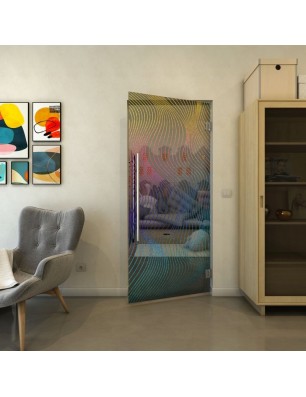 Pendeltür - Fineprint Model 066 Verlauf auf Grauglas