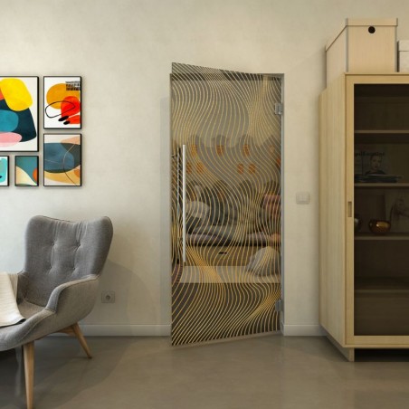 Pendeltür - Fineprint Model 066 Gold auf Grauglas