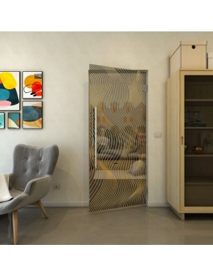 Pendeltür - Fineprint Model 066 Gold auf Grauglas