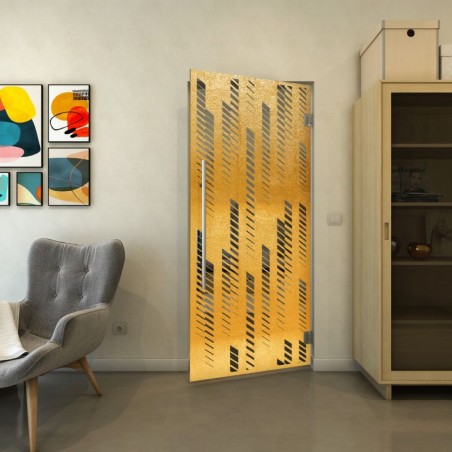 Pendeltür - Fineprint Model 067 Gold auf Grauglas