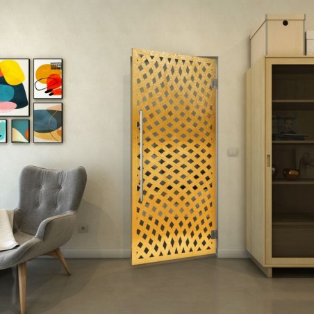 Pendeltür - Fineprint Model 068 Gold auf Grauglas