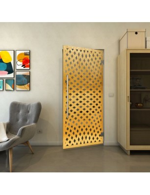 Pendeltür - Fineprint Model 068 Gold auf Grauglas