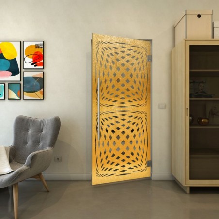 Pendeltür - Fineprint Model 071 Gold auf Grauglas
