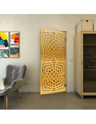 Pendeltür - Fineprint Model 071 Gold auf Grauglas